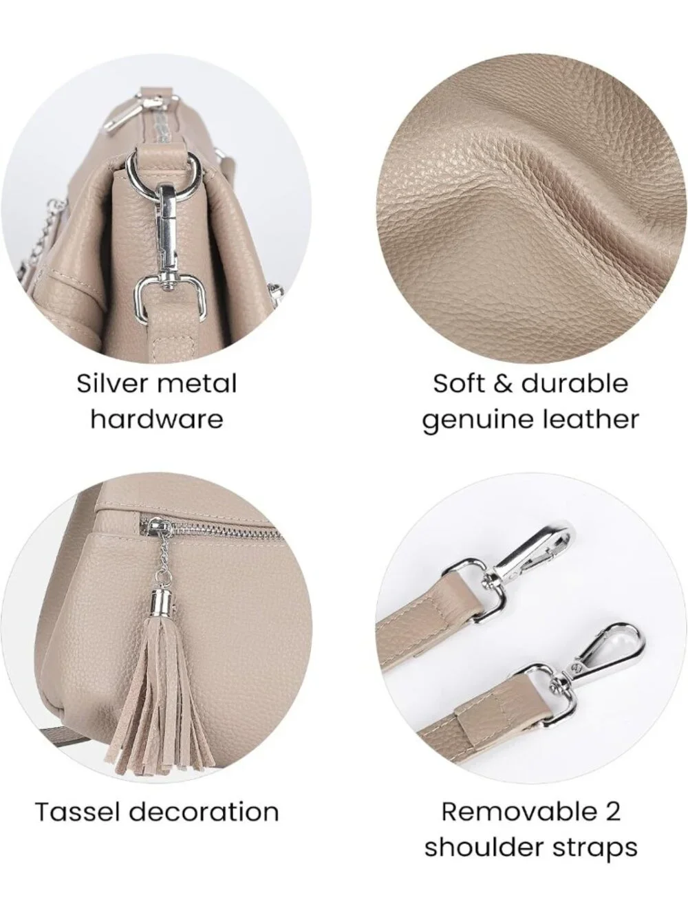 Genuine Leather Crossbody Hobo Bag for Women | Real Leather, Multi Pockets